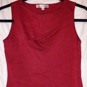 Moa Moa Shirt Womens Adult Medium Dark Red Slit On Front Sleeveless Round Neck 